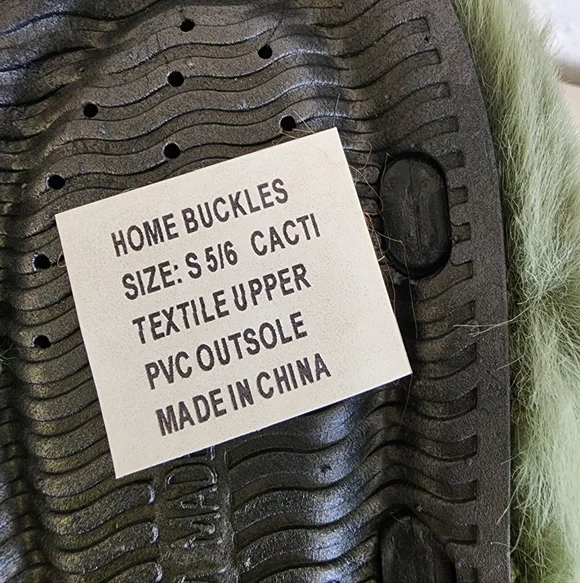 Two Fly Co. NWT Buckle Up Slippers ~ Cacti Green Faux Fur Slippers Western - Picture 8 of 9